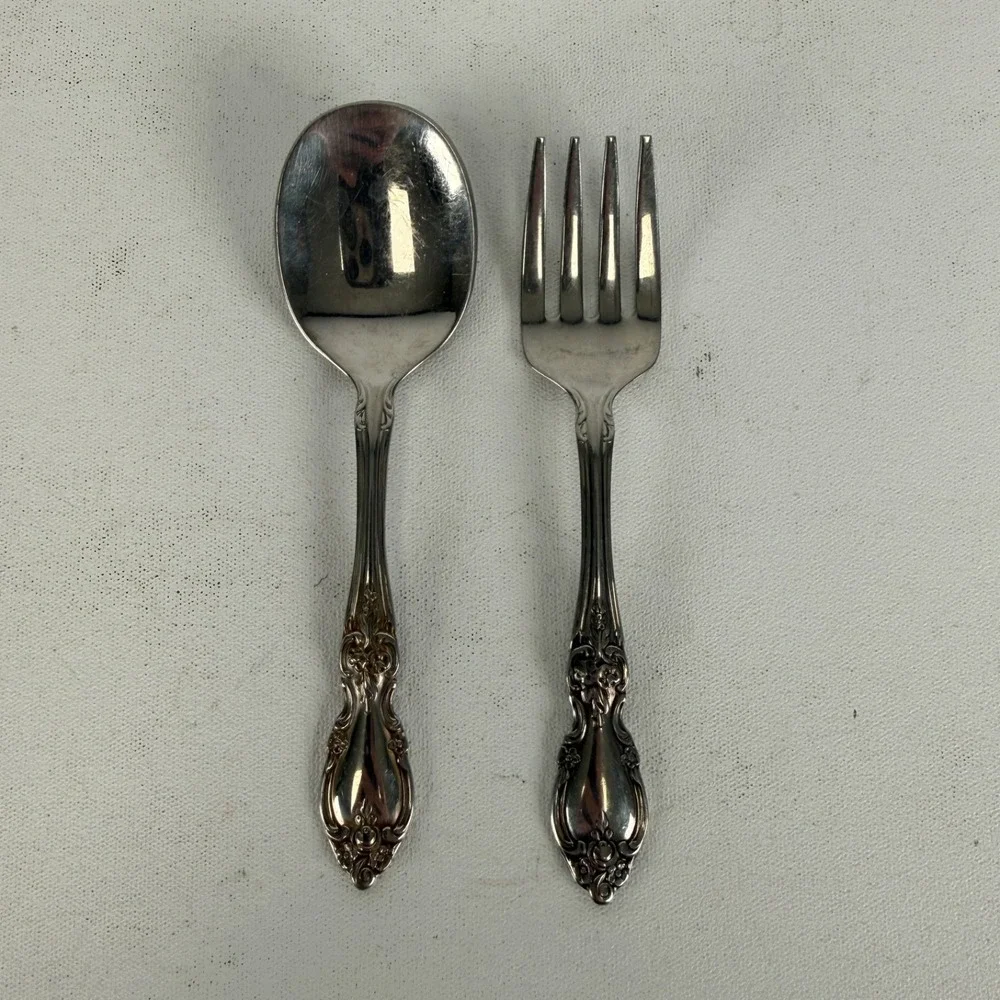 Oneida Community Stainless Silverware Baby Infant Fork & Spoon Set Louisiana